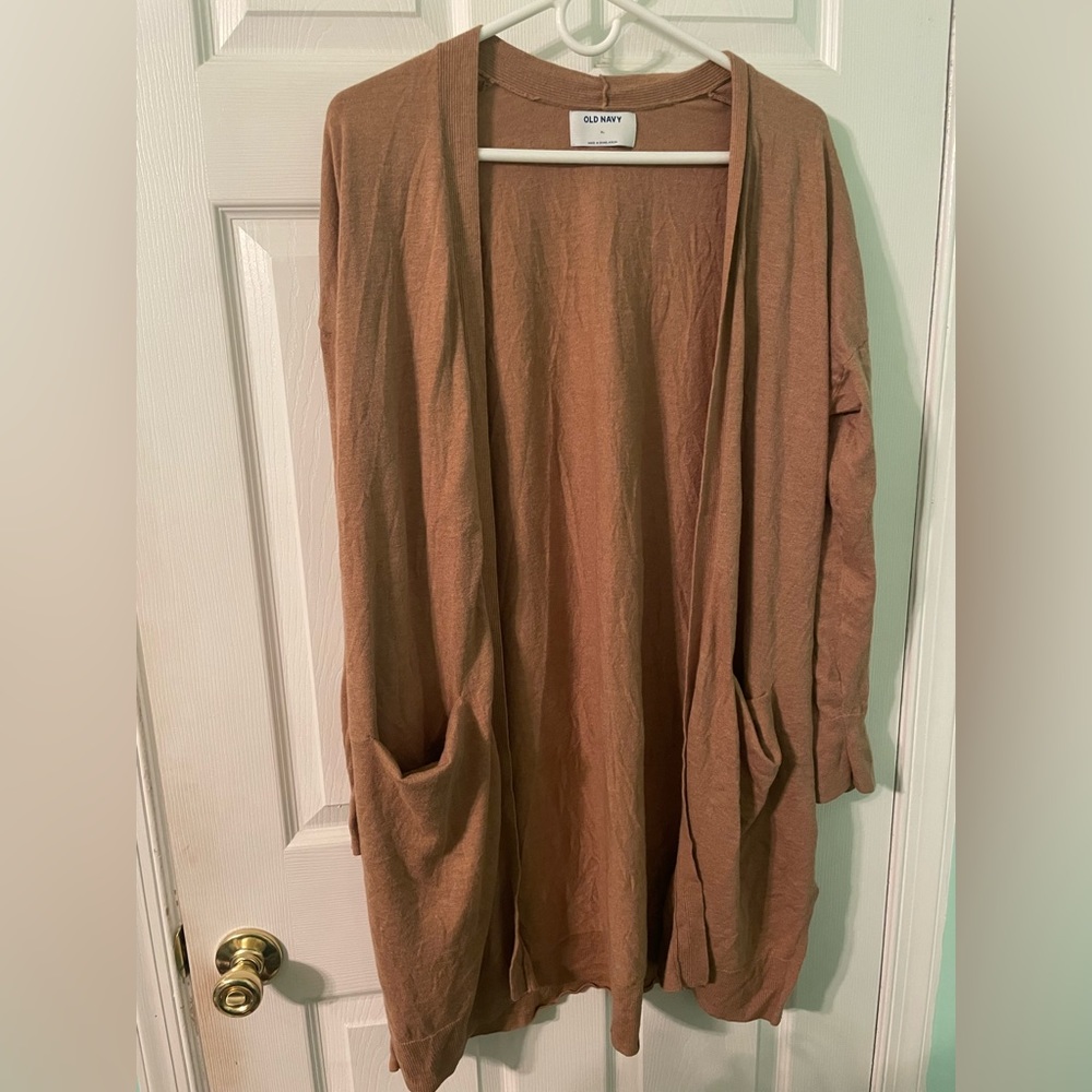 Long open cardigan sweater